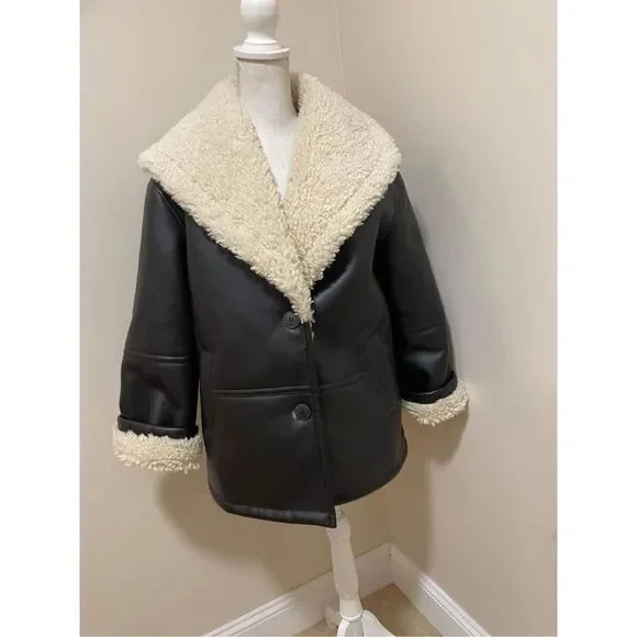 New Free  People Winnie Vegan Car Coat Size S - Picture 3 of 7